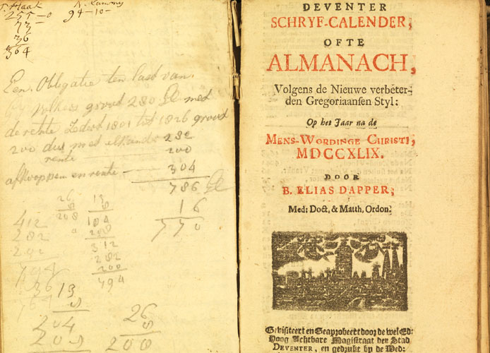 Afbeelding van een oude gedrukte titelpagina met daaronder de button naar de deelcollectie Oude gedrukte werken tot 1801